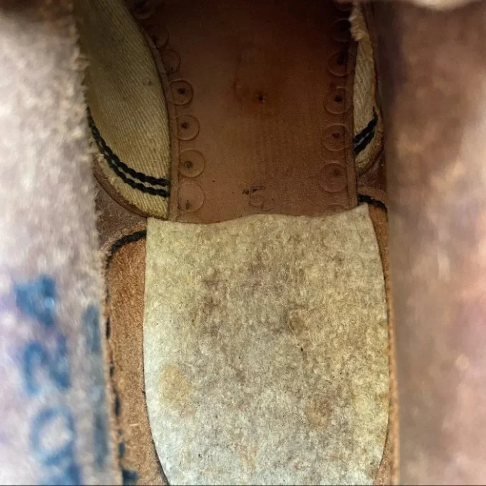 Antique Vintage Square Toe Leather Ski Boots